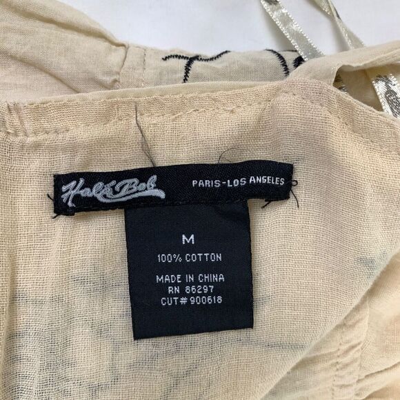 Hale Bob Embroidered Dress Floral S Beige Sleeveless Cotton Cottagecore Boho - Picture 9 of 9